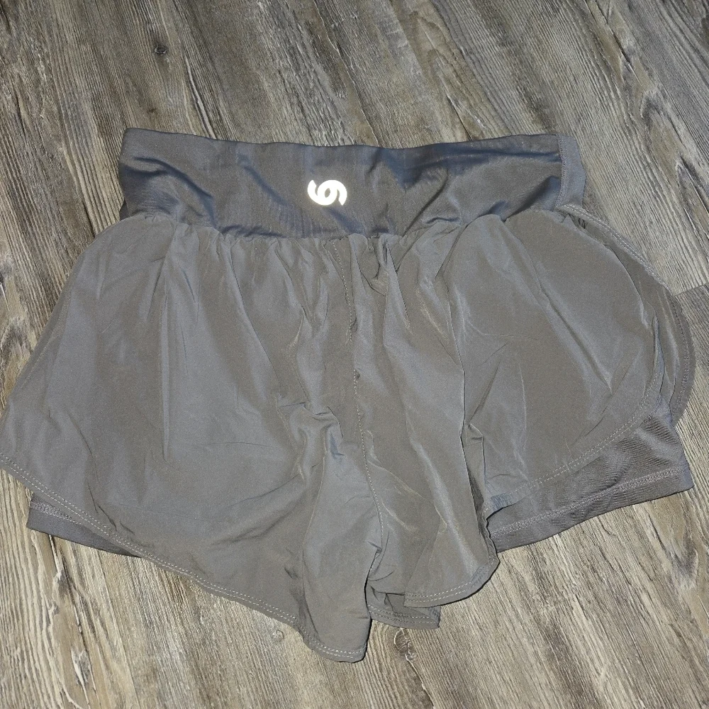 Gray Women's Athletic Shorts - Picture 2 of 4